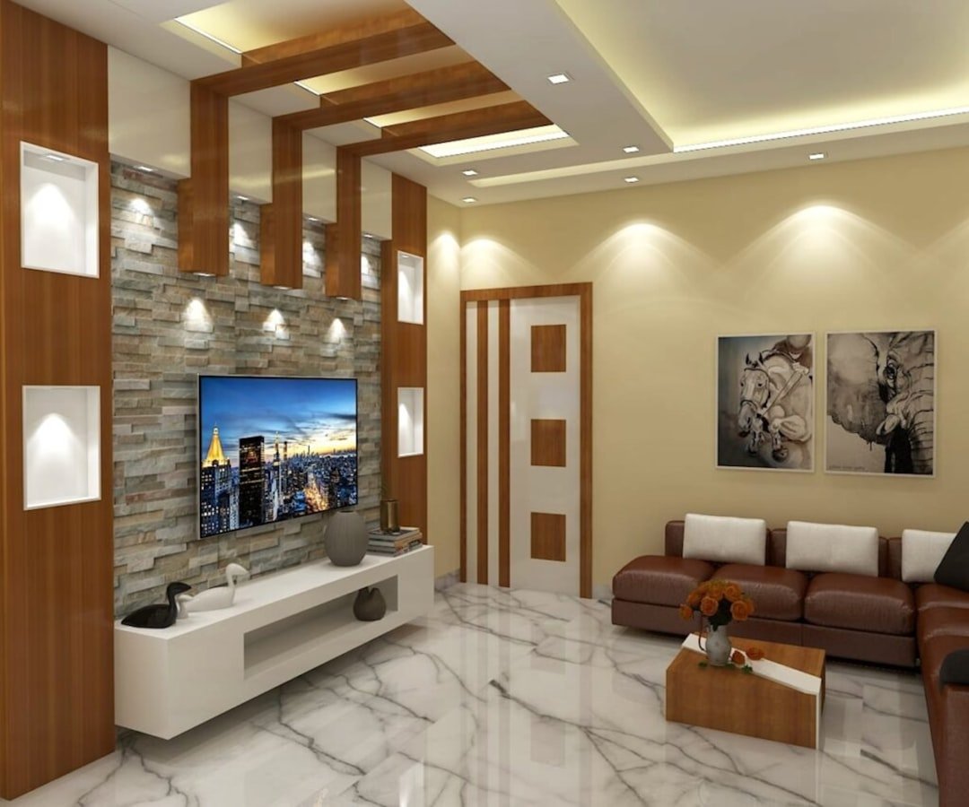 Một mảng tường được trang trí khéo giúp không gian nổi bật và có điểm nhấn rõ hơn